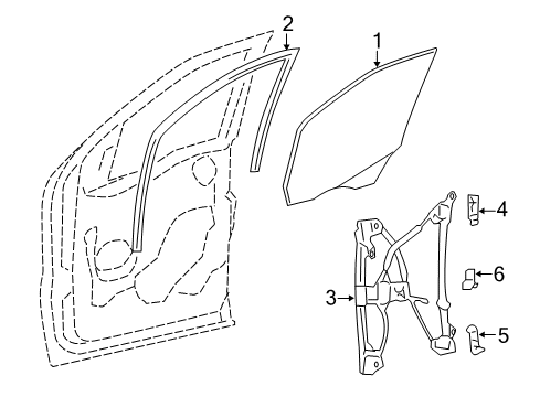 2005 Ford F-150 Regulator And Motor Assembly - Window Diagram for 4L3Z-1523200-CA