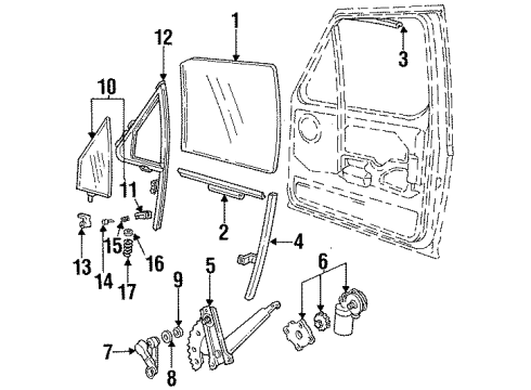 1992 Ford F-250 Glass - Door Vent Window - Fixed Diagram for F2TZ-1521413-A