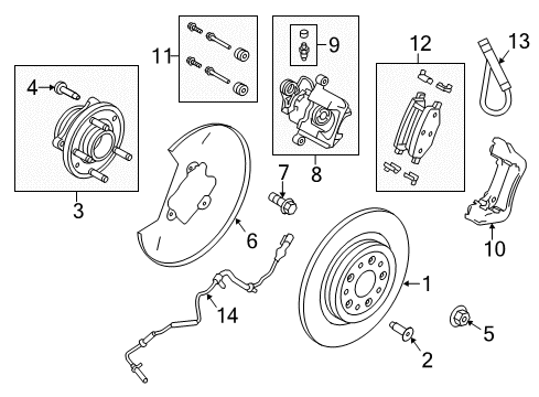 2012 Ford Taurus Brake Hose Assembly Diagram for AG1Z-2282-A