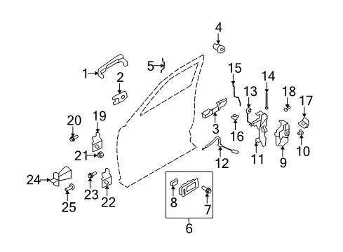 2013 Ford Flex Front Door - Lock & Hardware Diagram