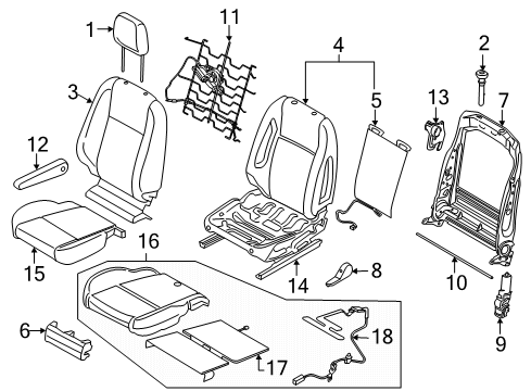 2018 Ford Transit-350 Passenger Seat Components Diagram