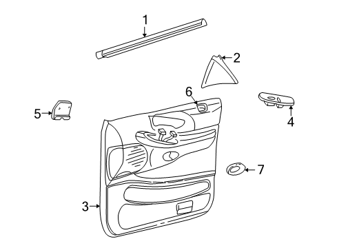 2002 Lincoln Blackwood Interior Trim - Front Door Diagram