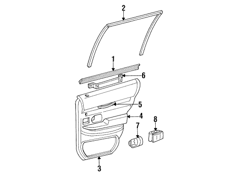 1998 Mercury Grand Marquis Armrest Pad Diagram for F7MZ-5427618-AAC