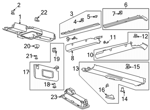 2022 Ford Bronco Interior Trim - Roof Diagram 1 - Thumbnail