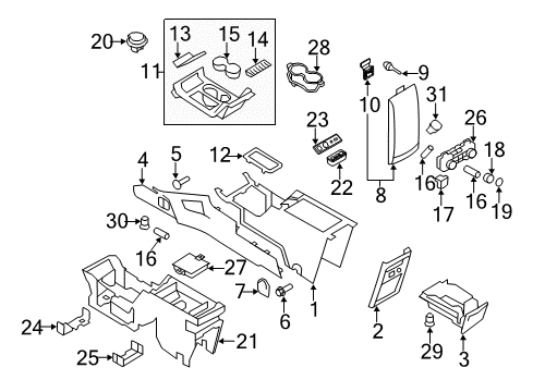 2010 Ford Flex Panel Assembly - Console Diagram for AA8Z-74045A76-BA