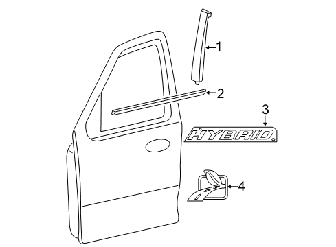 2012 Ford Escape Exterior Trim - Front Door Diagram 1 - Thumbnail