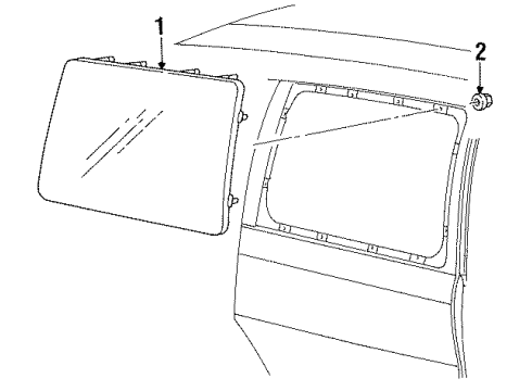 1997 Ford Windstar Side Loading Door - Glass & Hardware Diagram