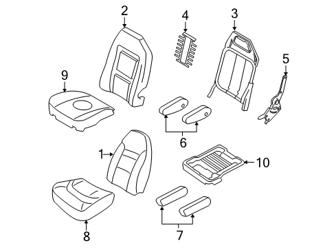 2008 Ford E-350 Super Duty Seat Back Cover Assembly Diagram for 4C2Z-1564416-CAA