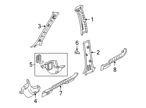 2005 Ford Escape Panel - Trim Diagram for 3L8Z-7824356-AAA