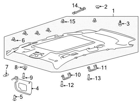 2015 Ford Escape Retainer - Roof Headlining Diagram for CJ5Z-7850980-A