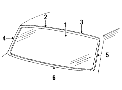 1995 Ford F-150 Windshield Glass, Reveal Moldings Diagram