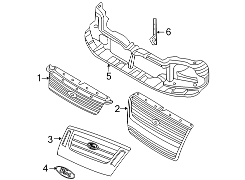 2009 Ford Explorer Grille & Components Diagram