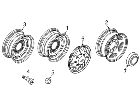 2024 Ford E-350 Super Duty Wheel Lug Nut Diagram for 6C2Z-1012-BA