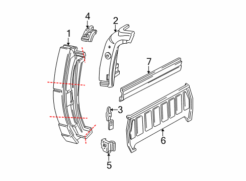 2005 Ford Ranger Back Panel, Side Panel & Components Diagram 1 - Thumbnail