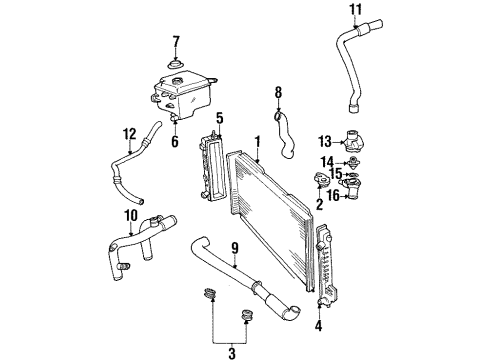 1996 Lincoln Continental Tank Assembly Radiator Over Diagram for F7OZ8079AA