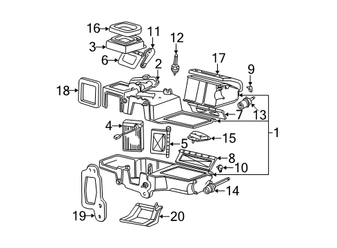 2002 Ford Explorer Sport Trac HVAC Case Diagram