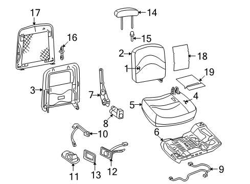 2005 Mercury Grand Marquis Front Seat Back Cover And Pad Diagram for 6W7Z-54632A22-C