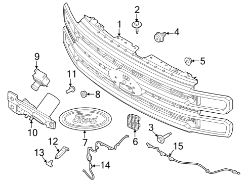 2023 Ford F-250 Super Duty Grille & Components Diagram 3 - Thumbnail