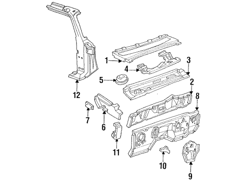 1995 Ford Ranger Cab Cowl, Hinge Pillar Diagram 1 - Thumbnail