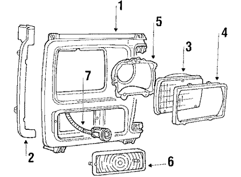 1985 Ford Bronco Headlamp Components, Park Lamps Diagram