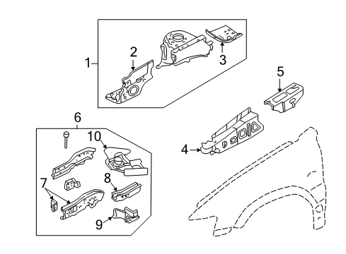 2002 Ford Escape Structural Components & Rails Diagram