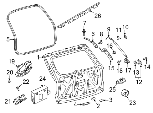 2022 Lincoln Aviator WEATHERSTRIP - LUGGAGE COMPART Diagram for LC5Z-7843720-A