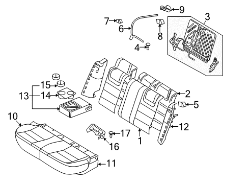 2009 Ford Fusion Rear Seat Components Diagram