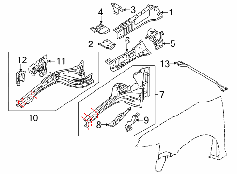 2011 Ford Flex Apron Assembly - Front Fender Diagram for 8A8Z-16055-A