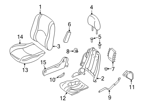 2003 Ford Escape Front Seat Cushion Pad Insert Left Diagram for 2L8Z-78632A23-BA