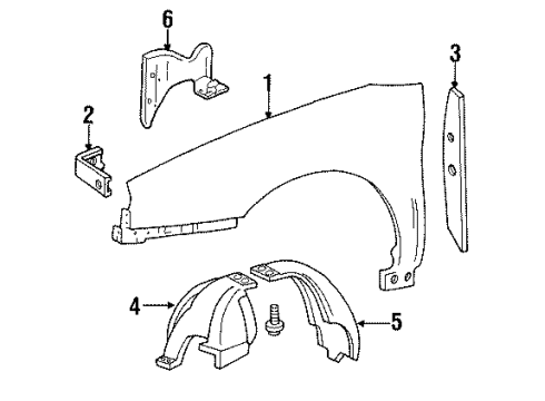 1997 Mercury Sable Shield - Splash - Wheelhouse Diagram for F6DZ-16102-AA