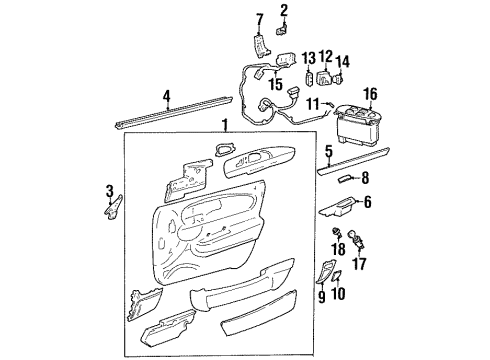 1999 Lincoln Continental Panel Assembly Door Trim Diagram for XF3Z5423942AAA