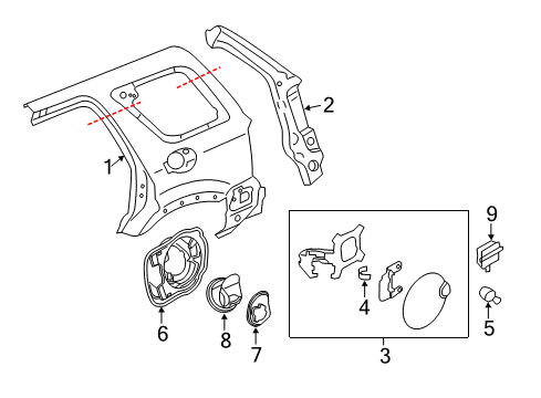 2009 Ford Escape Quarter Panel & Components Diagram 2 - Thumbnail