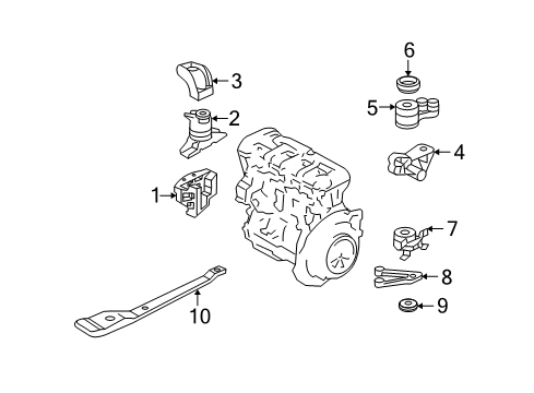 2005 Mercury Mariner Engine & Trans Mounting Diagram 1 - Thumbnail