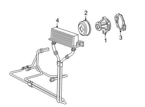 1996 Ford E-350 Econoline Club Wagon Water Pump, Trans Oil Cooler Diagram 1 - Thumbnail