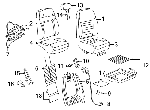 2007 Ford Mustang Seat Cushion Cover Assembly Diagram for 7R3Z-6362901-CA