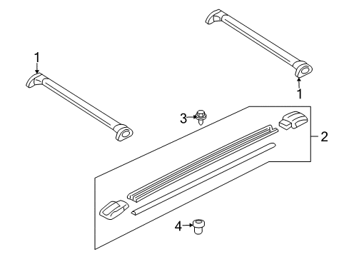 2010 Mercury Mariner Rail - Roof Rack Side Diagram for 8E6Z-7855115-AB