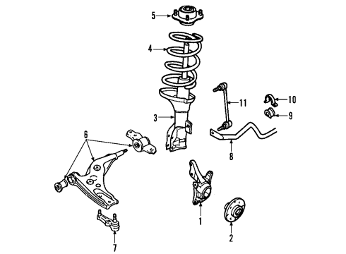 2005 Ford Mustang Front Suspension, Control Arm, Stabilizer Bar Diagram 2 - Thumbnail