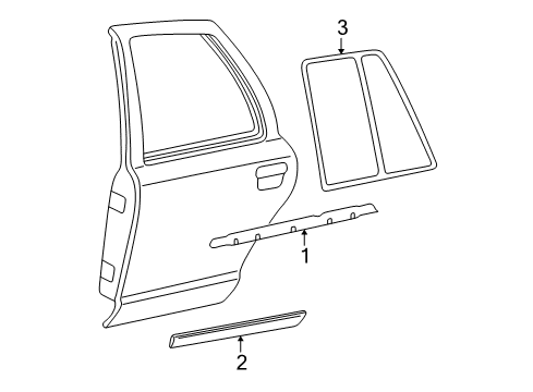 2004 Mercury Grand Marquis Moulding - Door Outside Diagram for 5W3Z-5425556-CPTM