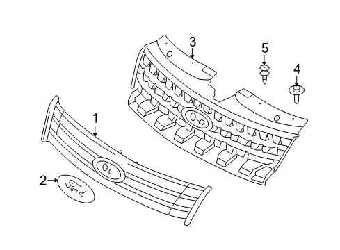 2009 Ford Taurus Grille - Radiator Diagram for 8G1Z-8200-AA