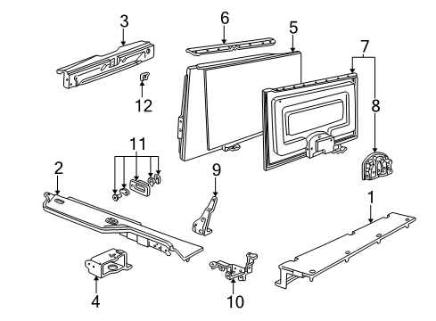 2004 Ford Taurus Hinge Luggage Compartment Diagram for F7DZ7411640AA