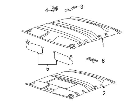 2002 Lincoln LS Sun Visor Assembly Diagram for 1W4Z-5404104-BAC