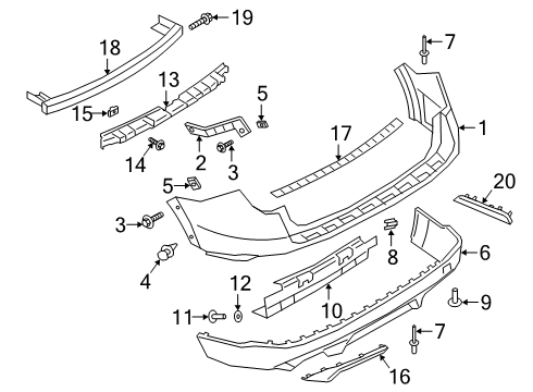 2022 Ford Explorer Bumper & Components - Rear Diagram 5 - Thumbnail