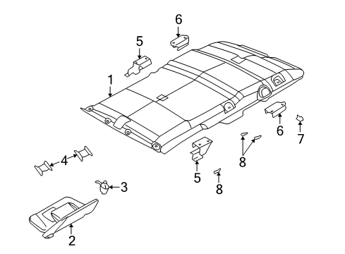 2003 Ford Explorer Sport Interior Trim - Roof Diagram