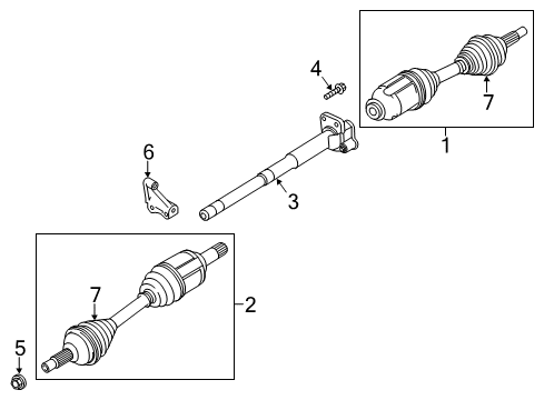 2013 Ford Flex Drive Axles - Front Diagram