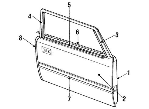 1989 Ford Mustang Moulding - Door Outside Diagram for 1R3Z-6120938-APTM