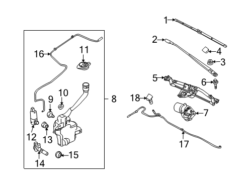 2014 Ford Special Service Police Sedan Wiper & Washer Components Diagram