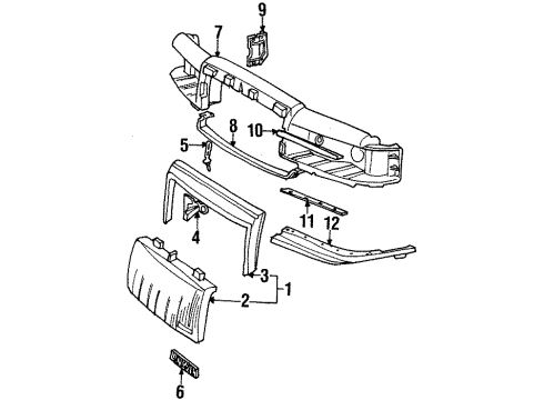 1994 Lincoln Town Car Grille - Radiator Diagram for F3VY-8200-B