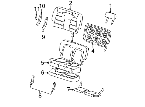 2006 Ford Explorer Head Rest Assembly Diagram for 6L2Z-78611A08-FAD