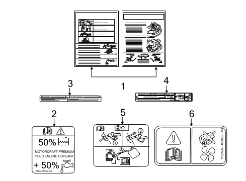 2012 Ford Fusion Decal - Jack Operation Diagram for 6E5Z-17A083-A