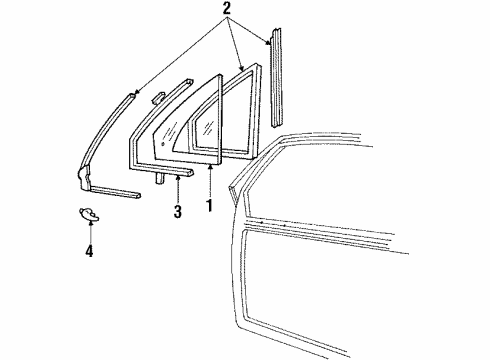 1984 Lincoln Mark VII Glass - Door Diagram 2 - Thumbnail